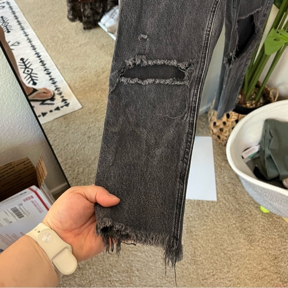 ✨ PacSun Black Distressed Button Fly Jeans 27 | Edgy High-Rise Grunge Denim - Picture 6 of 7